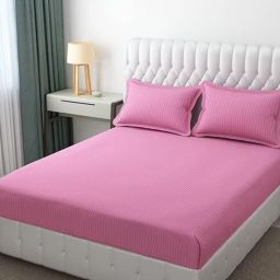 230 TC Cotton King Striped Fitted (Elastic) Bedsheet-image-89