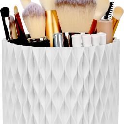 Makeup Brush Holder - 360° Rotating Dressing Table Organizer - 5 Slot Countertop Makeup Vanity Box-image-72
