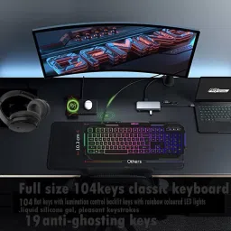 ASTRUM KG200 - USB Wired Gaming Keyboard with RGB Backlit Wired USB Standard Gaming Keyboard Compatible with Desktop, Laptop, Mac , with gaming mode ,stand support,Astrum KG200 image 4
