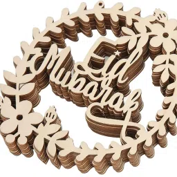 Ramadan Wooden Hanger, Eid Multifunctional Decorative Hanger 6 sets. Wooden Cut-outs-image-1
