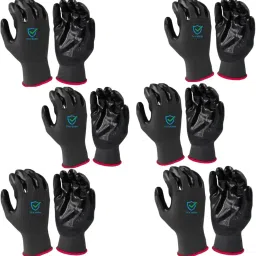 3Pair Black Nylon Hand Safety Gloves Anti Cut Resistant For Rubber Coated Gloves NylonSafety Gloves-image-77