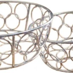 Round Silver Ring Basket – Multi-Purpose Kitchen Storage Organizer (Pack of 2) Stainless Steel Fruit & Vegetable Basket-image-60