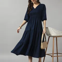 jash creation Women Fit and Flare Blue Maxi/Full Length Dress-picture-17