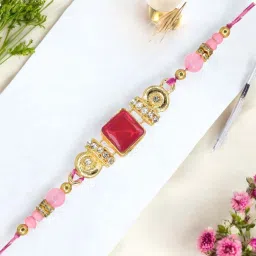 Bracelet Rakhi-2025 AD Stone -03 Assorted, Kundan, Mauli Thread, Gold Finish Rakhi, Chawal Roli Pack, Greeting Card Set-image-15