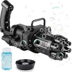 Bubble Gun for Kids with 8 Hole Gatling Bubble Machine Gun Water Gun (Black) Toy Bubble Maker-image-63