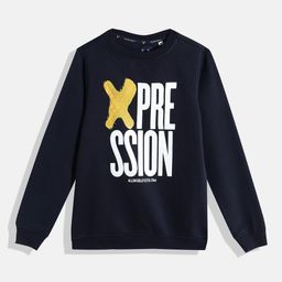 Allen Solly Junior Boys Navy Blue and White Typography Print Sweatshirt-image-35