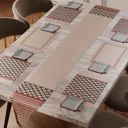 Stoa Paris Versailles Rosewood Revelry Beige 13 Pieces Printed6 Seater Table Linen Set-image-89