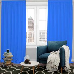 parda online Sky Blue Polyster Solid 7ft Blackout Rod Pocket Window/Door (1 Pc)-picture-18