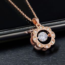 Saizen Rose Gold-Plated & White AD-Studded Pendant With Chain-image-4