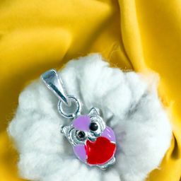 Taraash Girls 925 Sterling Silver Enamel Owl-Shaped Pendant-image-18