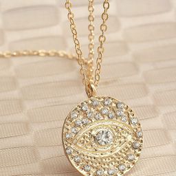 Bohey by KARATCART Gold-Plated CZ-Studded Circular Shaped Evil Eye Pendant With Chain-image-46