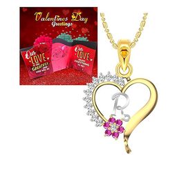 Vighnaharta 1 Piece Red Printed Card With 1 Gold-Plated R-Letter Pendant-33