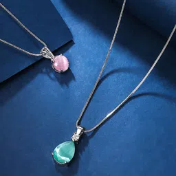 Yellow Chimes Rhodium-Plated Heart Shaped Pendants with Chains-8