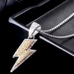 SALVE Anti-Tarnish Cubic Zirconia Iced Out Flash Pendant & Chain-41
