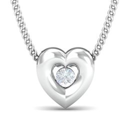 KUBERBOX Minimal Heart 18KT White Gold Diamond Studded Pendant-0.68gm-image-29