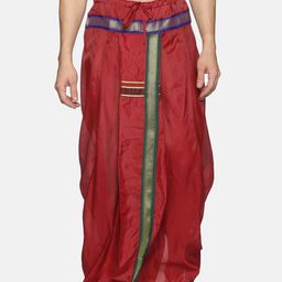 Sethukrishna Men Maroon & Green Solid Readymade Dhoti-image-18