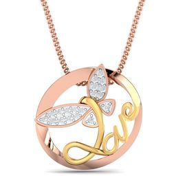 KUBERBOX Love Butterfly 18KT Rose Gold Diamond-Studded Pendant-1.96 gm-image-11