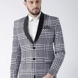 Hangup Men Black & White Checked Single Breasted Formal Blazers-picture-38
