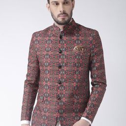 Hangup Men Red Printed Single Breasted Party Blazer-picture-23