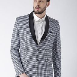 Hangup Men White & Black Printed Single-Breasted Formal Blazer-image-66