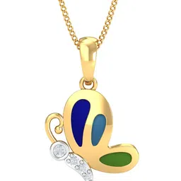 KUBERBOX Little Butterfly Kids 18KT Gold Diamond Studded Pendant-1.08gm-image-79