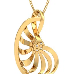 KUBERBOX Coco Winding 18KT Gold Diamond-Studded Pendant-2.31 gm-image-69