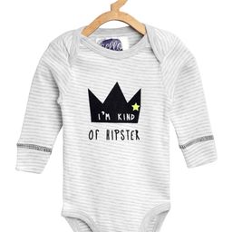 Eimoie Infants Girls Grey Melange Striped Pure Cotton Romper-image-75