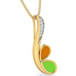 KUBERBOX Aliza Enameled 18KT Gold Diamonds-Studded Pendant-0.96gm-image-53