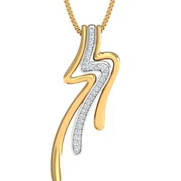 KUBERBOX Drifty Lines 18KT Gold Diamond-Studded Pendant- 1.53 gm-image-74