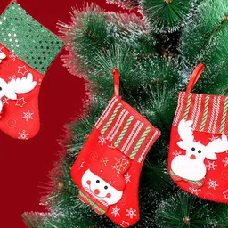 TAYHAA Red & White 3 Pieces Joyful Christmas Stocking Ornament-image-56