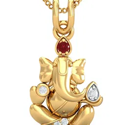 KUBERBOX Lal Ganesha 18KT Gold Diamond-Studded Pendant-1.65gm-picture-32