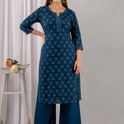 Veshviti Women Floral Printed Regular Liva Kurta with Palazzos-picture-32