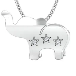 KUBERBOX 18KT White Gold Diamond-Studded Elephant Star Pendant-2.66gm-63