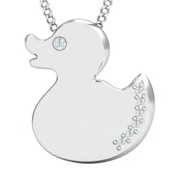 KUBERBOX Duck 18KT White Gold Diamond-Studded Pendant-1.28gm-image-80