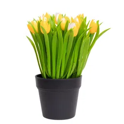 MARKET99 Yellow & Green Lily Artificial Flowers With Pot image 5