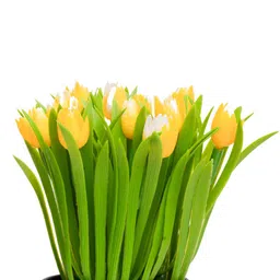 MARKET99 Yellow & Green Lily Artificial Flowers With Pot image 3