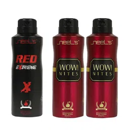 Neels Men Set of Red Extreme & 2 Wow Nites Deodorants - 200 ml Each image 1