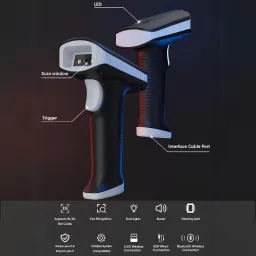 OnlyU 2D & 1D Barcode Scanner (QR Code & Barcode) Bluetooth, 2.4GHz Wireless & Wired (Rechargeable)| Induction Scanning with Built-in Illumination Light |Strong ABS 2D Camera Barcode Scanner image 2