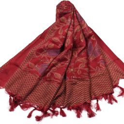 Art Silk Printed Maroon Women Dupatta-image-83