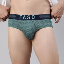 FASO Men Printed Basic Briefs FT7001-SQ-SEABLUE-5