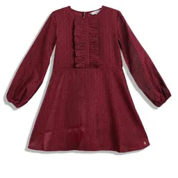 Tommy Hilfiger Girls Abstract Printed Ruffled Puff Sleeves Fit & Flare Dress-15