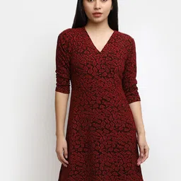 V-Mart Self Design V-Neck Cotton Wrap Dress-image-35