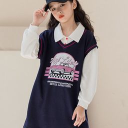 StyleCast x Revolte Navy Blue & White Graphic Printed T-shirt Dress-55