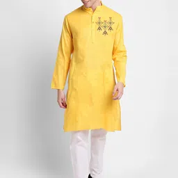 DEVOILER Geometric Printed Mandarin Collar Block Print Straight Kurta-9