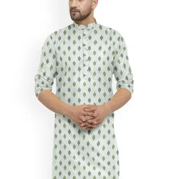 Shiv Leela Cotton Ethnic Printed Band Collared Kurta-image-13