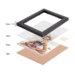 RANDOM Set Of 4 Black Solid Synthetic Photo Frames With Mount Paper image 4