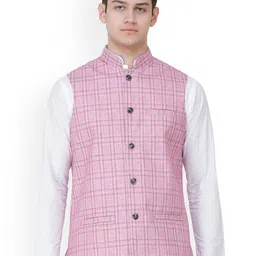 Exotic India Checked Nehru Jackets-picture-33