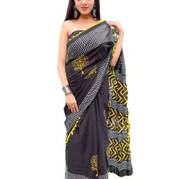 JAIPURI PRINT Floral Pure Cotton Block Print Saree-28