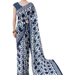 JAIPURI PRINT Floral Pure Cotton Block Print Saree-21