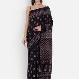 JAIPURI PRINT Floral Pure Cotton Block Print Saree-53